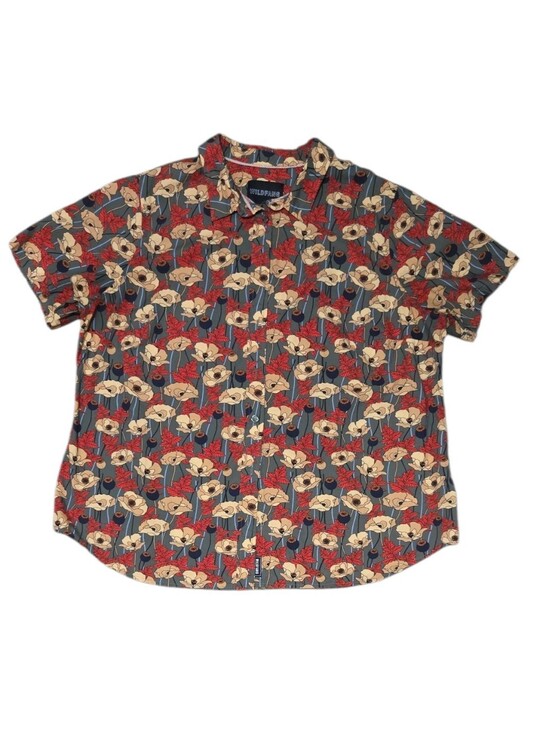 Wildfang Tops - Wildfang Red and Cream Poppy Floral 'The Essential Button Up' Camp Shirt Plus 2X